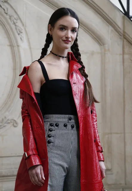 French-Canadian actress Charlotte Le Bon poses during a photocall before Christian Dior's ready-to-wear fall/winter 2018/2019 fashion collection presented in Paris, Tuesday February 27, 2018. (Photo by Thibault Camus/AP Photo)