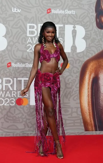 Leomie Anderson poses as she arrives for the Brit Awards at the O2 Arena in London, Britain on February 11, 2023. (Photo by Maja Smiejkowska/Reuters)
