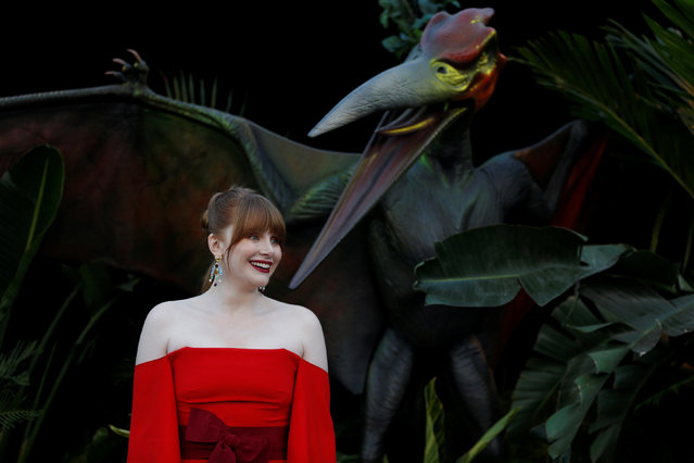 Cast member Bryce Dallas Howard poses at the premiere of the movie “Jurassic World: Fallen Kingdom” at Walt Disney Concert Hall in Los Angeles, California, U.S., June 12, 2018. (Photo by Mario Anzuoni/Reuters)