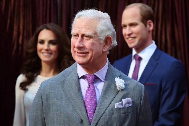 The wax figures of Catherine the Princess of Wales, Prince William and King Charles III are seen during the unveiling of Madame Tussauds Sydney's wax figure of King Charles III on May 03, 2023 in Sydney, Australia. Australia's first King Charles III wax figure was announced by a town crier during a ceremony at the Queen Victoria Building in Sydney. Guests including the wax Prince and Princess of Wales were entertained with a changing-of-the-guards show and performance from Sydney Bagpipers. (Photo by Lisa Maree Williams/Getty Images)