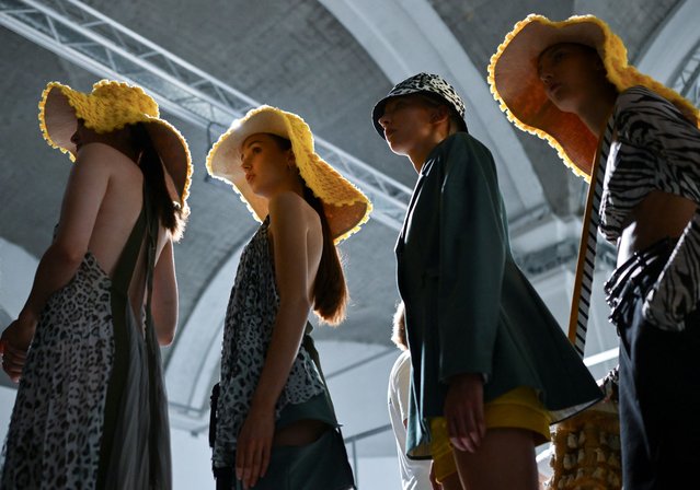 Models wait backstage at the first Ukrainian Fashion Week since the beginning of Russia's attack on Ukraine, in Kyiv, Ukraine on September 2, 2024. (Photo by Viacheslav Ratynskyi/Reuters)