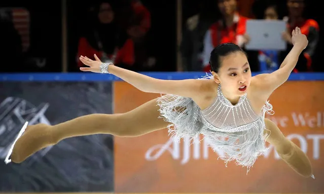 Singapore's Shuran Yu performs during the Senior Ladies Free Skating at the the 29th South East Asian Games in Shah Alam, Malaysia, Sunday, August 27, 2017. (Photo by Vincent Thian/AP Photo)