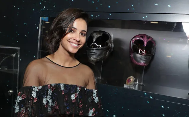 Naomi Scott (Kimberly, the Pink Ranger) seen at the Lionsgate photo opp for “Saban's Power Rangers” at Comic-Con 2016 on Thursday, July 21, in San Diego. (Photo by Eric Charbonneau/Invision for Lionsgate/AP Images)