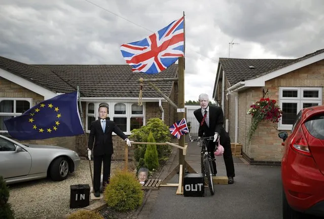 Brexit Scarecrows depicting former British Prime Minister David Cameron (L) and Foreign Secretary Boris Johnson are displayed during the Scarecrow Festival in Heather, Britain July 31, 2016. During the annual event residents of Heather are asked to make scarecrows, to raise thousands of pounds for local groups and charities. (Photo by Darren Staples/Reuters)