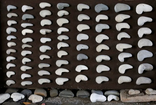 Stones collected by Luigi Lineri are seen at his home workshop in Zevio, near Verona, Italy, June 10, 2016. (Photo by Alessandro Bianchi/Reuters)