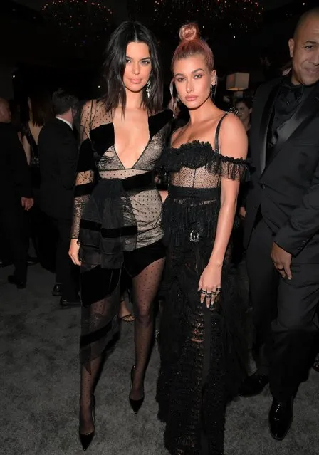 Modela Kendall Jenner (L) and Hailey Baldwin attend the 2018 InStyle and Warner Bros. 75th Annual Golden Globe Awards Post-Party at The Beverly Hilton Hotel on January 7, 2018 in Beverly Hills, California. (Photo by Charley Gallay/Getty Images for InStyle)