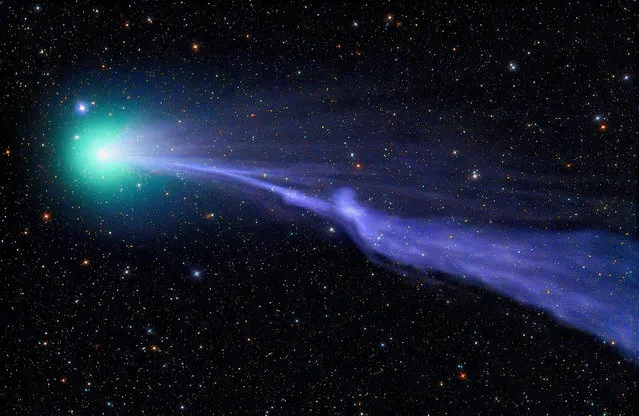 C/2014 Q2 Lovejoy. Comet Lovejoy sails through the solar system in a green haze, leaving cometary dust in its wake. (Photo by Michael Jaeger)