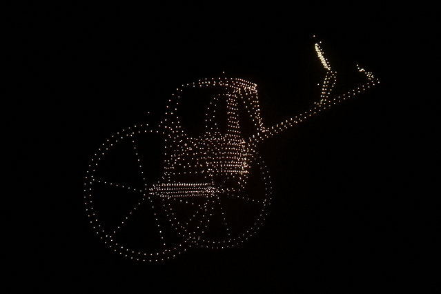 A drone light show takes place during the opening ceremony of the Grand Egyptian Museum (GEM), near the Giza pyramid complex, in Giza, Egypt, on November 1, 2025. (Photo by Mohamed Abd El Ghany/Reuters)