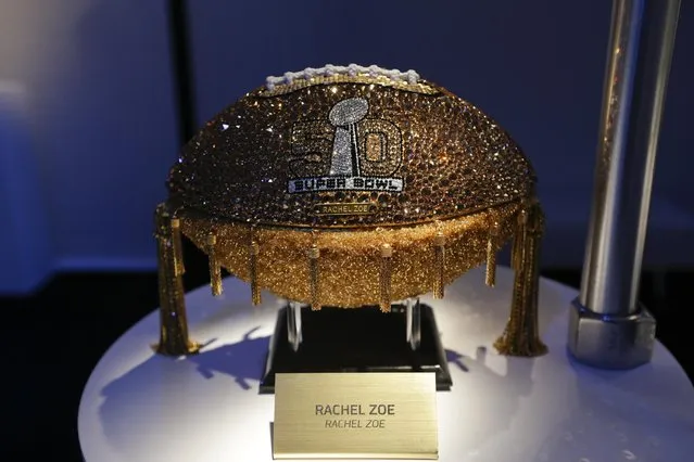 A Rachel Zoe designed football is displayed at the unveiling of the CFDA Footballs Wednesday, January 20, 2016, at the NFL headquarters in New York. (Photo by Frank Franklin II/AP Photo)