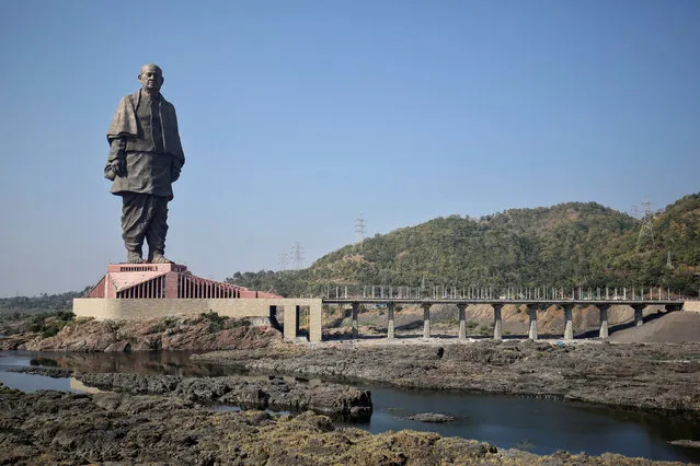 General view of the “Statue of Unity” portraying Sardar Vallabhbhai Patel, one of the founding fathers of India, during its inauguration in Kevadia, in Gujarat, India, October 31, 2018. (Photo by Amit Dave/Reuters)