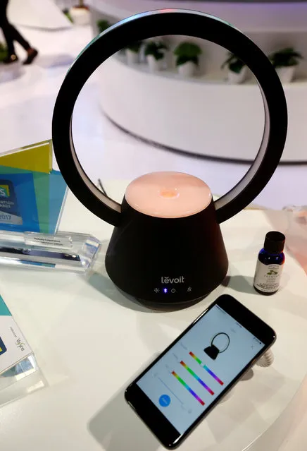 A Levoit Halo Internet-connected aroma diffuser with Bluetooth speaker is displayed during the 2017 CES in Las Vegas, Nevada January 6, 2017. (Photo by Steve Marcus/Reuters)