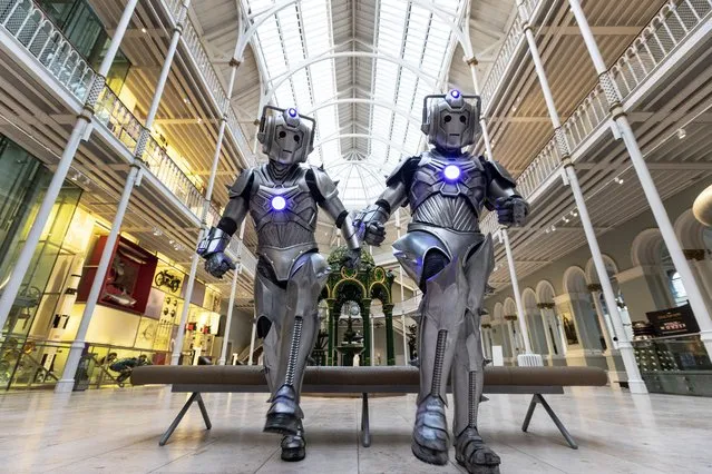 Cybermen patrol the National Museum of Scotland before the opening of the Doctor Who Worlds of Wonder exhibition in Edinburgh, Scotland on Wednesday, December 7, 2022. (Photo by Murdo MacLeod/The Guardian)