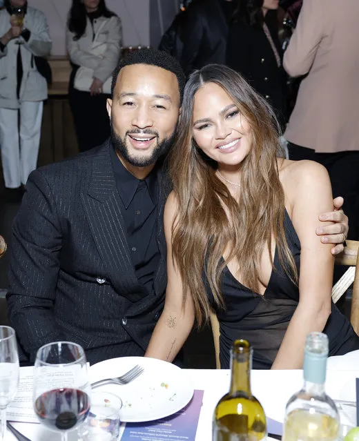 American singer-songwriter John Legend and American model and TV personality Chrissy Teigen attend the 2024 Green Carpet Fashion Awards at 1 Hotel West Hollywood on March 06, 2024 in West Hollywood, California.  (Photo by Stefanie Keenan/Getty Images for Green Carpet Fashion Awards)