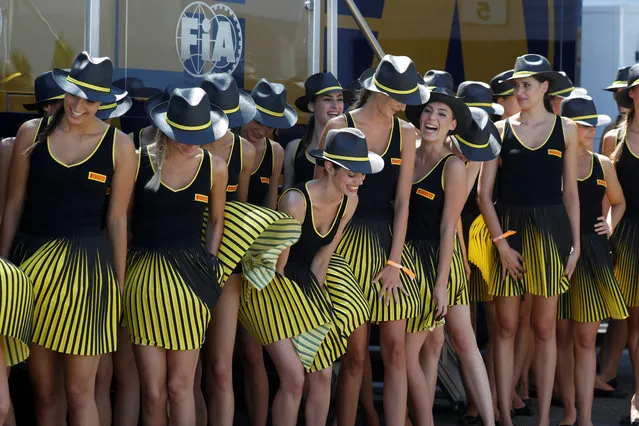 Grid girls are seen at the Hungaroring racing circuit in Budapest prior to the Formula One Hungarian Grand Prix on July 30, 2017. (Photo by Laszlo Balogh/Reuters)