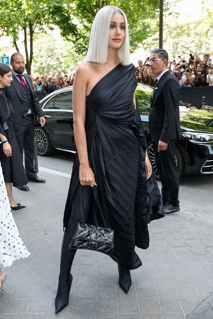 Lebanese-American model, social media influencer and fashion blogger Nour Arida arrives at Balenciaga on July 06, 2022 in Paris, France. (Photo by Jacopo M. Raule/Getty Images For Balenciaga)