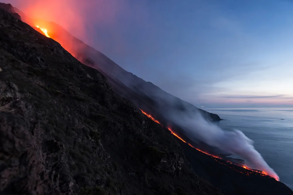 Stromboli Volcano Erupts
