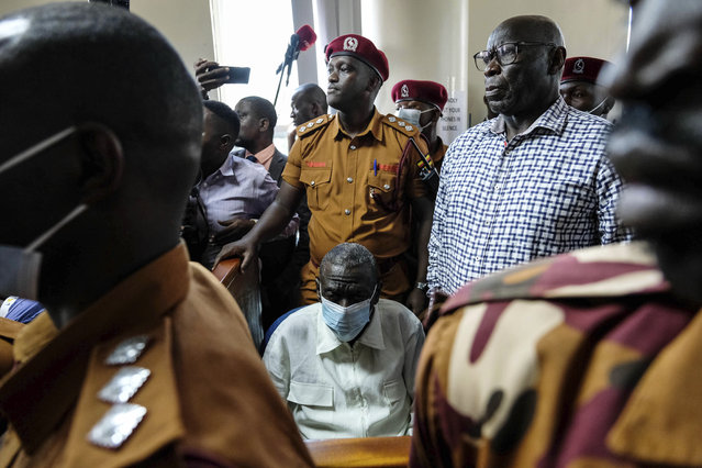 Ugandan opposition leader and four-time presidential candidate Kizza Besigye appears in a civilian court in Kampala, Uganda Wednesday, February 19, 2025. (Photo by Hajarah Nalwadda/AP Photo)