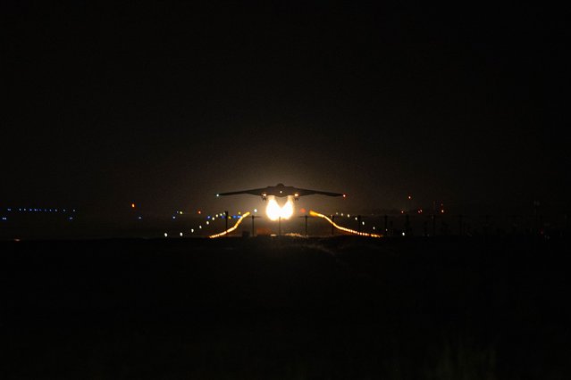 A US Air Force B-2 bomber takes off from Missouri’s Whiteman Air Force Base ahead of the mission that targeted three nuclear facilities in Iran on Saturday, June 21, 2025. Seven bombers from the base took part in the 37-hour mission. (Photo by 509th Bomb Wing Public Affairs/DVIDS)