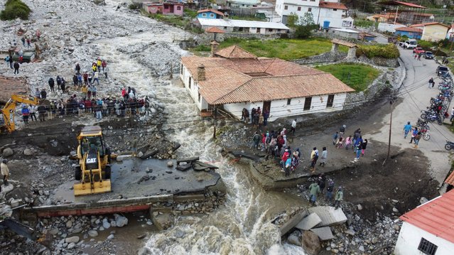 A drone view shows a destroyed bridge over the River Chama, in the aftermath of floods, in Apartaderos, Venezuela on June 27, 2025. (Photo by Carlos Eduardo Ramirez/Reuters)
