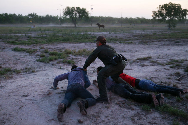 Border patrol agent Sergio Ramirez apprehends immigrants who illegally crossed the border from Mexico into the U.S. in the Rio Grande Valley sector, near McAllen, Texas on April 4, 2018. (Photo by Loren Elliott/Reuters)