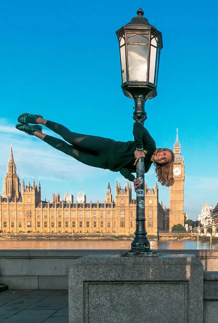 Yoga in front of the houses of Parliament. (Photo by Kristina Kashtanova/Caters News)