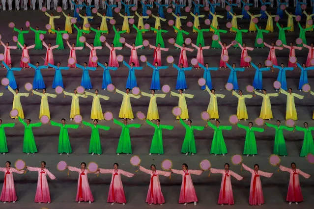 Participants perform at Mass Games in May Day stadium marking the 70th anniversary of North Korea's foundation in Pyongyang, North Korea, September 9, 2018. (Photo by Danish Siddiqui/Reuters)