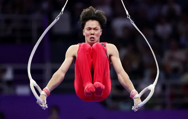 Japan’s Shohei Kawakami in action on the rings during the men’s artistic gymnastics individual all-around final in Hangzhou, China on September 26, 2023. (Photo by Eloisa Lopez/Reuters)