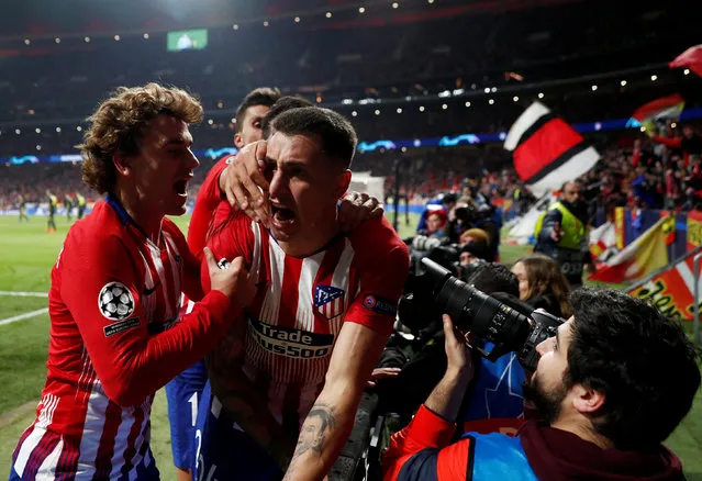 Atletico Madrid's Uruguayan defender Jose Gimenez celebrates after scoring a goal during the UEFA Champions League round of 16 first leg football match between Club Atletico de Madrid and Juventus FC at the Wanda Metropolitan stadium in Madrid on February 20, 2019. (Photo by Sergio Perez/Reuters)