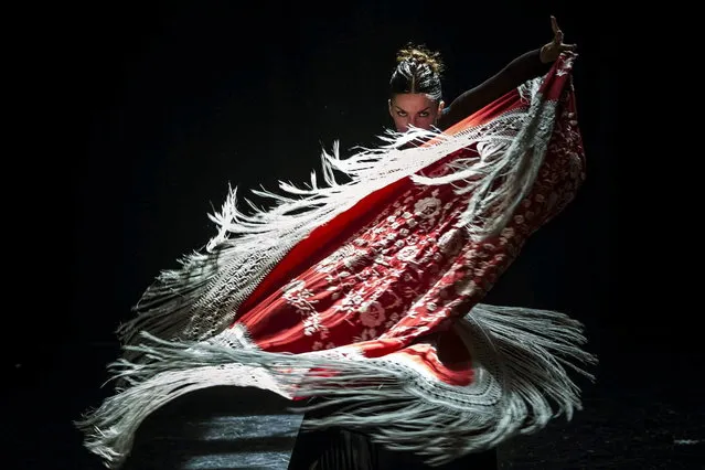 A picture made available 24 May 2015 shows Maria Fernandez, Spanish dancer of the Spanish National Ballet performing during an interview in Madrid, Spain, 23 May 2015. According to Maria, dancers are like bullfighters, they are made of sterner stuff. (Photo by Emilio Naranjo/EPA)