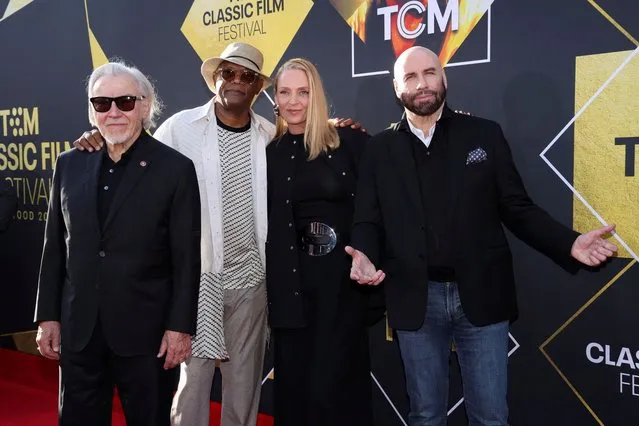 Cast members John Travolta, Uma Thurman, Samuel L. Jackson and Harvey Keitel attend a screening for the 30th anniversary of the movie “Pulp Fiction” in Los Angeles, California, U.S. April 18, 2024. (Photo by Mario Anzuoni/Reuters)