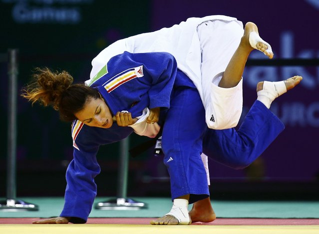 Annabelle Euranie of France and Andreea Chitu of Romania fight during their women's 52kg judo gold medal fight at the 1st European Games in Baku, Azerbaijan, June 25 , 2015. (Photo by Kai Pfaffenbach/Reuters)