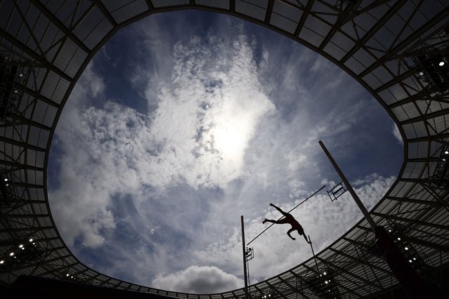 Australia's Nina Kennedy competes in the Women's pole vault event during the IAAF Diamond League athletics meeting at the London stadium in London on July 20, 2024. (Photo by Benjamin Cremel/AFP Phoot)