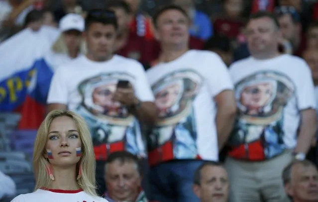 Football Soccer, Russia vs Wales, EURO 2016, Group B, Stadium de Toulouse, Toulouse, France on June 20, 2016. A Russian fan looks on before the match. (Photo by Sergio Perez/Reuters)