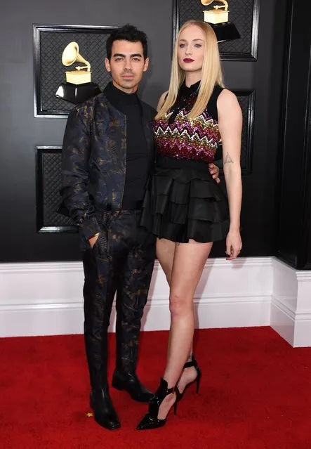 British actress Sophie Turner and her husband US singer Joe Jonas arrives for the 62nd Annual Grammy Awards on January 26, 2020, in Los Angeles. (Photo by Valerie Macon/AFP Photo)