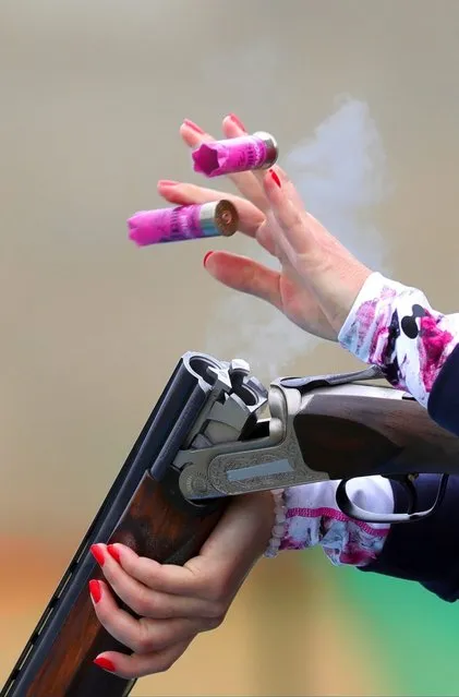 Libuse Jahodova of the Czech Republic during Skeet Women's qualification shooting competition of the Rio 2016 Olympic Games Shooting events at the Olympic Shooting Centre in Rio de Janeiro, Brazil, 12 August 2016. (Photo by Armando Babani/EPA)
