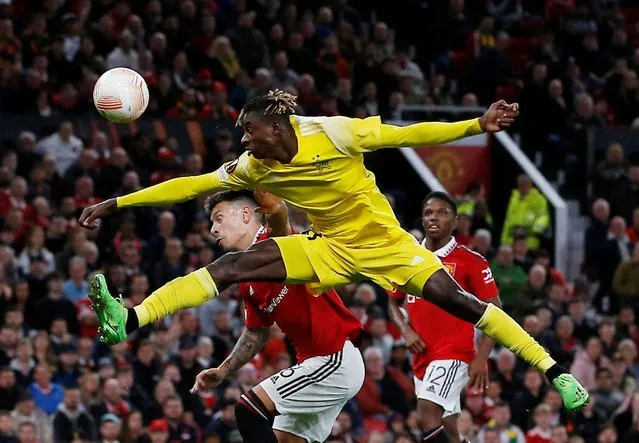Ibrahim Akanbi Rasheed of Sheriff Tiraspol during the UEFA Europa League group E match between Manchester United and Sheriff Tiraspol at Old Trafford on October 27, 2022 in Manchester, England. (Photo by Craig Brough/Reuters)