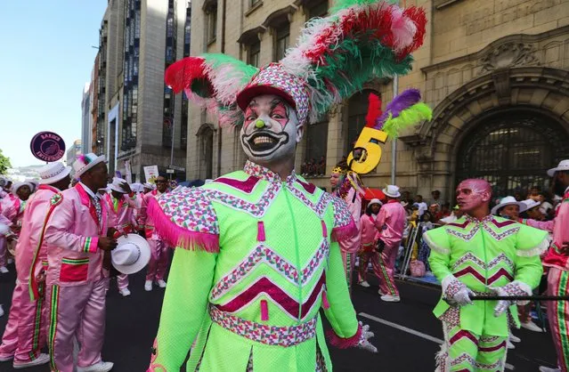 Members of the Baruch troupe perform during the Cape Town Minstrel Carnival known in Afrikaans as the “Tweede Nuwejaar” (Second New Year) in Cape Town, South Africa on January 2, 2023. (Photo by Shelley Christians/Reuters)