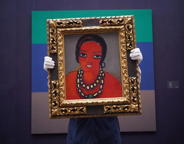 Kees van Dongen’s “Fatimah Ismaël de Louxor” (estimated at $3.5-4.5 million), painted in 1913, goes on view as part of an exhibition of modern and contemporary artworks at Sotheby’s London on April 12, 2023. The painting will be offered in Sotheby’s Modern Evening Auction in New York on 16 May. (Photo by Tristan Fewings/Getty Images for Sotheby's)