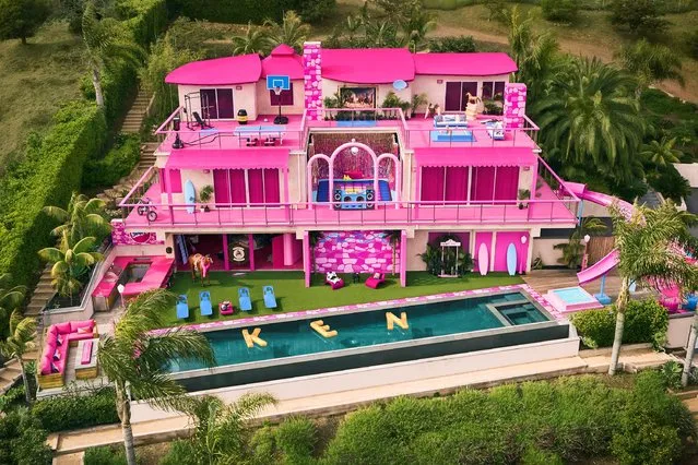 Barbie's iconic Malibu Dreamhouse, which is making a return in real life with a three-story lookalike mansion that mirrors the set of Warner Bros' upcoming “Barbie” movie made available for booking again via vacation rental firm Airbnb is shown in Malibu, California, U.S. June 27, 2023. (Photo by Mike Blake/Reuters)
