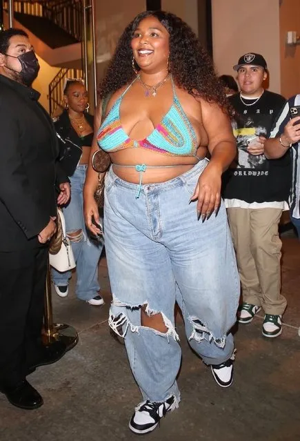 American rapper Lizzo looks stunning as she leaves Catch LA in West Hollywood on May 29, 2021. (Photo by Backgrid USA)