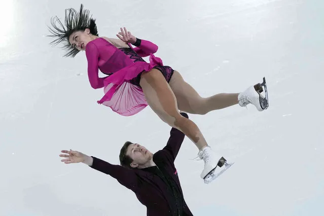 Camille Kovalev and Pavel Kovalev of France compete in the Pair Short Program during the ISU figure skating France's Trophy, in Grenoble, French Alps, France, Friday, November 19, 2021. (Photo by Francois Mori/AP Photo)
