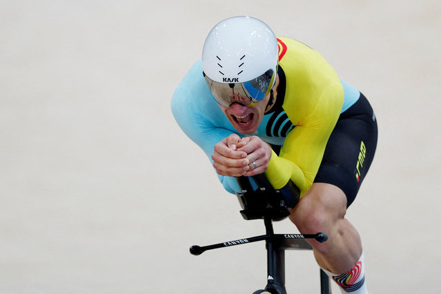 Ewoud Vromant of Belgium in action during the men's C2 3000m individual pursuit final in Montigny-le-Bretonneux, France on August 30, 2024. (Photo by Gonzalo Fuentes/Reuters)