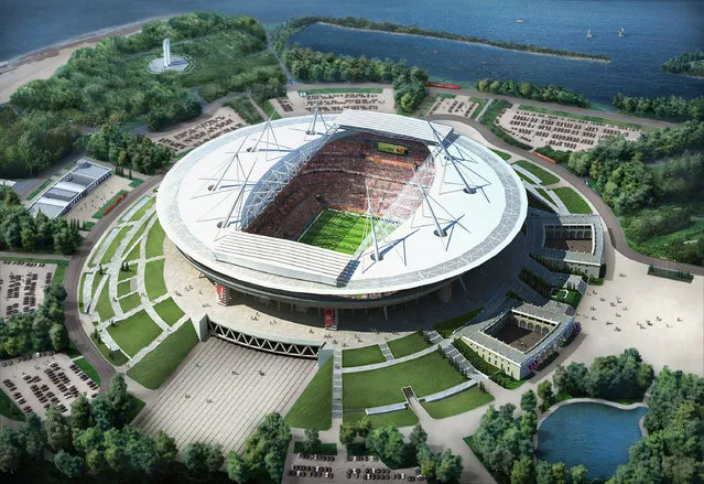 In this handout artists impression provided by the Russia 2018 Organising Commitee, the St Petersberg Stadium is shown as proposed and presented as part of the Russia 2018 World Cup bid, on September 29, 2011 in Russia. (Illustration by Russia 2018 via Getty Images)