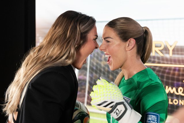 Mary Earps, the English goalkeeper, with her wax lookalike at Madame Tussauds in London in the second decade of November 2024. (Photo by The Times)