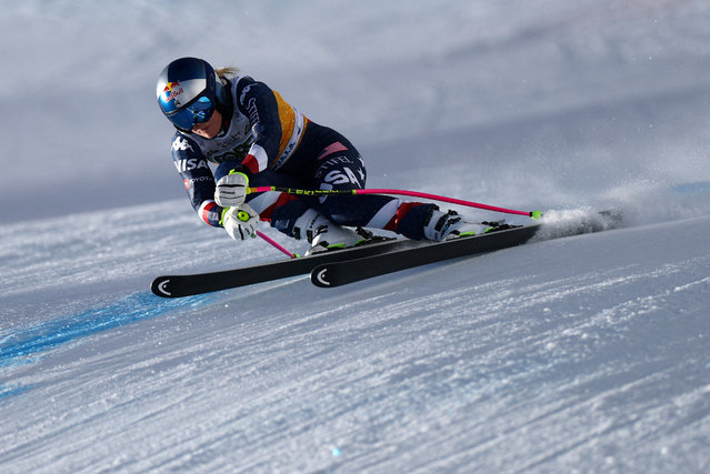 Lindsey Vonn of Team United States in action during the Audi FIS Alpine Ski World Cup Women's Downhill Training on January 16, 2025 in Cortina d'Ampezzo, Italy. (Photo by Lisi Niesner/Reuters)