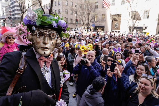 People gather outside Saint Patrick's cathedral before the Easter Bonnet Parade on April 20, 2025 in New York City. Every year people gather on Fifth Avenue in creative and whimsical Easter finery to celebrate the holiday. (Photo by Kena Betancur/Getty Images)