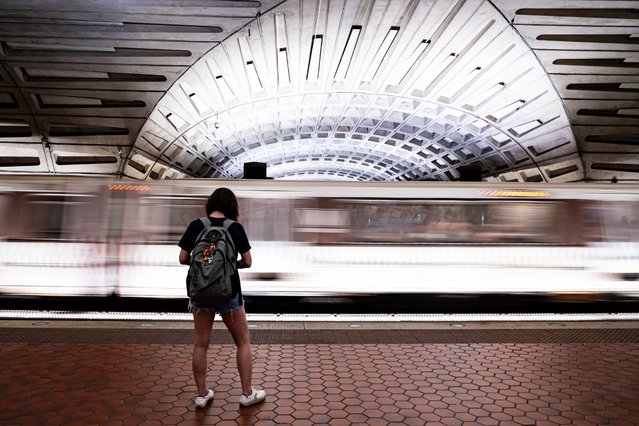 A commuter waits for a Red line Metro train at the Metro Center metro stop in Washington, DC, US, on Friday, May 30, 2025. A House Republican introduced legislation to block federal funding for the Washington Metrorail system unless it is renamed the “Trump Train”, Axios reports. (Photo by Al Drago/Bloomberg)