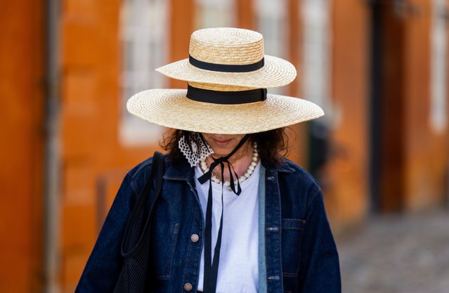 A guest arrives for the Anne Sofie Madsen show during the city’s fashion week outside The Garment during Copenhagen Fashion Week day three on August 06, 2025 in Copenhagen, Denmark. (Photo by Christian Vierig/Getty Images)
