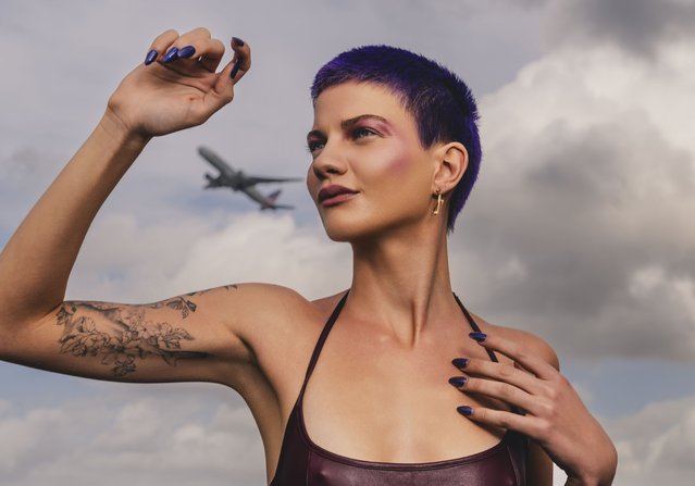 London Fashion Week makeup artist Val Garland in the first decade of September 2025 has created the definitive airport look ahead of Fashion Week, designed for long haul travel and inspired by Heathrow. Made entirely with cosmetics available in Heathrow’s World Duty Free beauty offering, passengers will have a chance to get the look themselves, as well as other immersive experiences as part of the Redefine Your Beauty campaign. (Photo by Daniel Lewis/Heathrow)