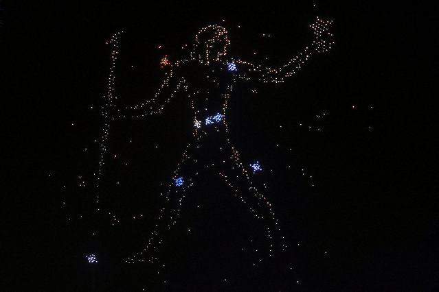A drone light show takes place during the opening ceremony of the Grand Egyptian Museum (GEM), near the Giza pyramid complex, in Giza, Egypt, on November 1, 2025. (Photo by Mohamed Abd El Ghany/Reuters)